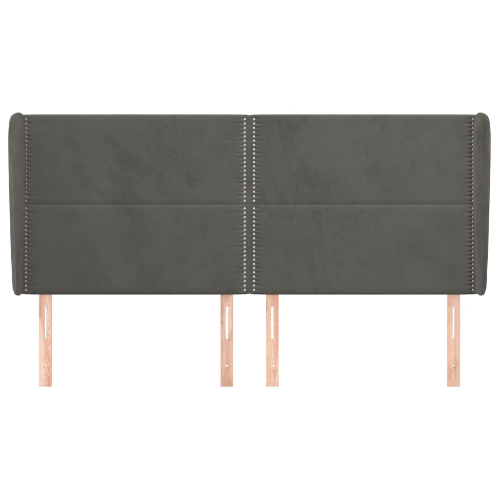 vidaXL Hoofdbord met randen 203x23x118/128 cm fluweel donkergrijs afbeelding
