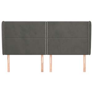 Čelo postele typu ušák tmavě šedé 203x23x118/128 cm samet - obrázek 3