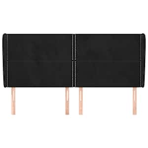 Čelo postele typu ušák černé 203x23x118/128 cm samet - obrázek 3