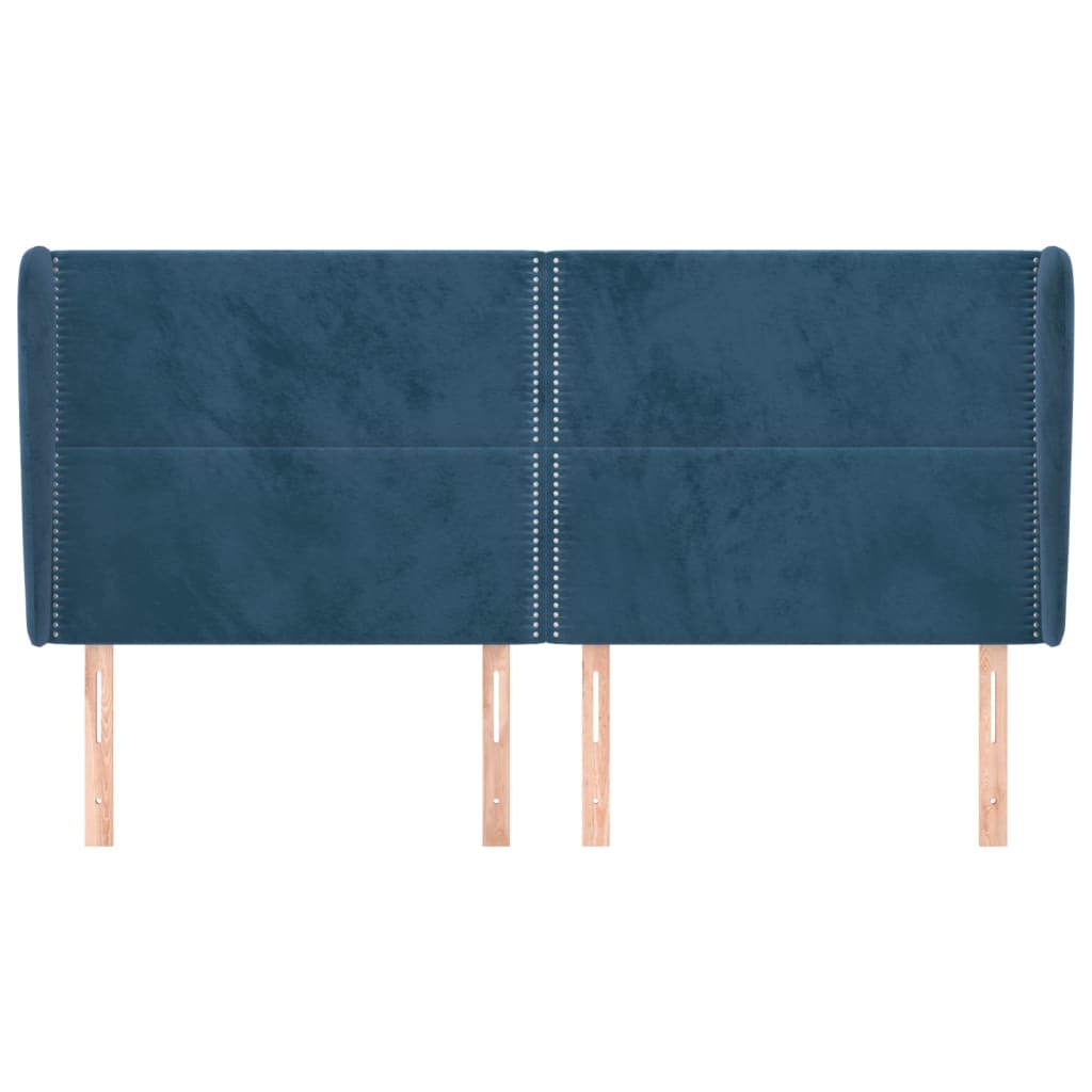 vidaXL Hoofdbord met randen 203x23x118/128 cm fluweel donkerblauw afbeelding