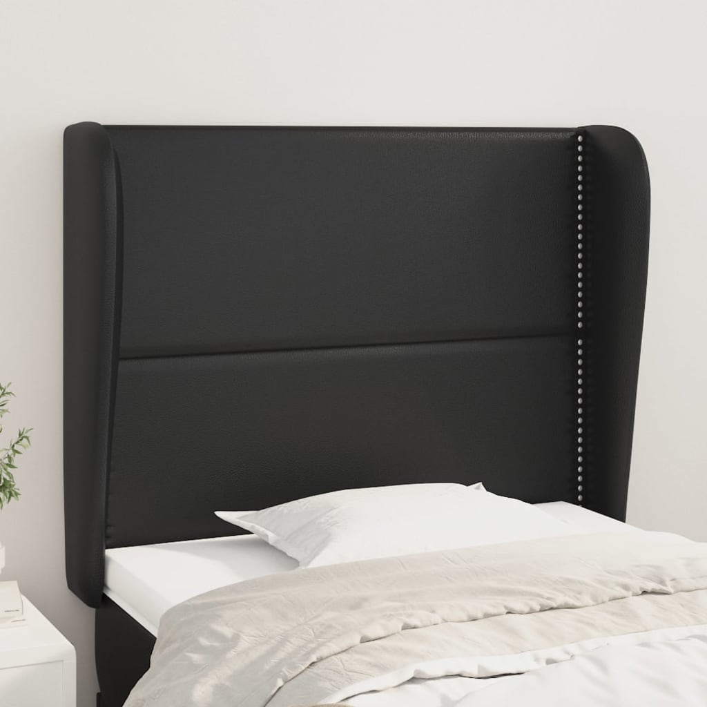 vidaXL Tăblie de pat cu aripioare, negru, 93x23x118/128 cm, piele eco