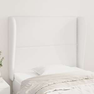 Čelo postele typu ušák bílé 93 x 23 x 118/128 cm umělá kůže - obrázek 1