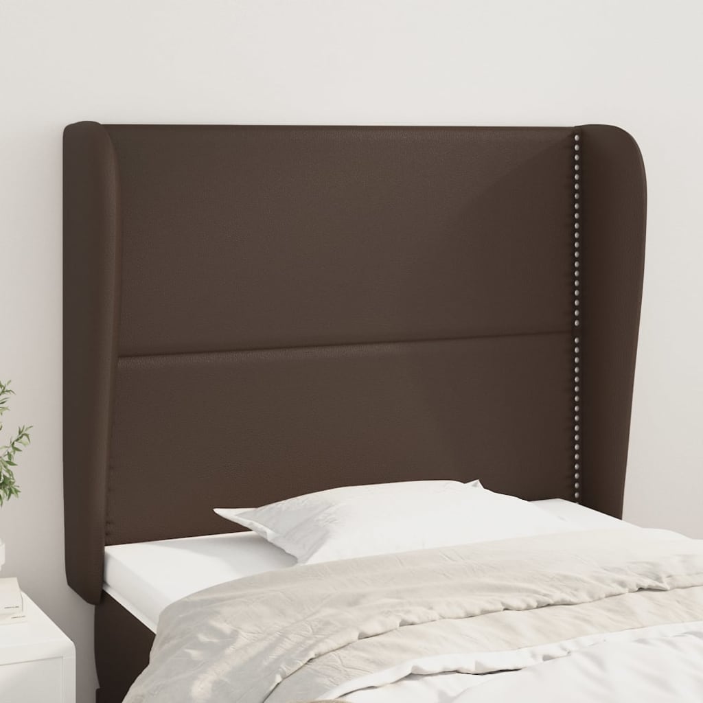 vidaXL Kopfteil mit Ohren Braun 93x23x118/128 cm Kunstleder