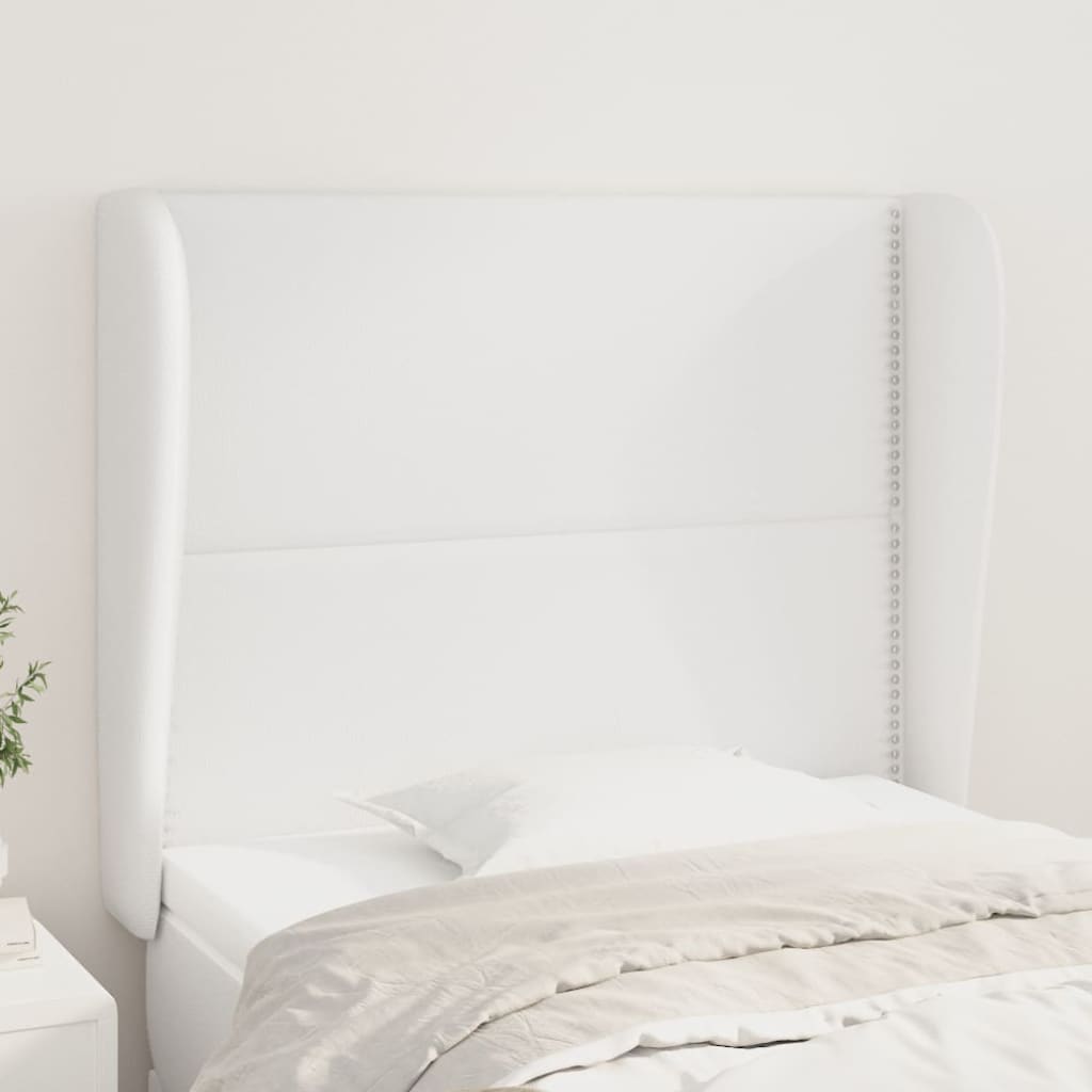 vidaXL Tăblie de pat cu aripioare, alb, 103x23x118/128 cm, piele eco