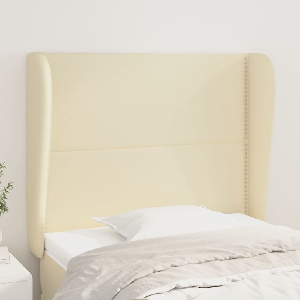 vidaXL Tăblie de pat cu aripioare, crem, 103x23x118/128 cm, piele eco