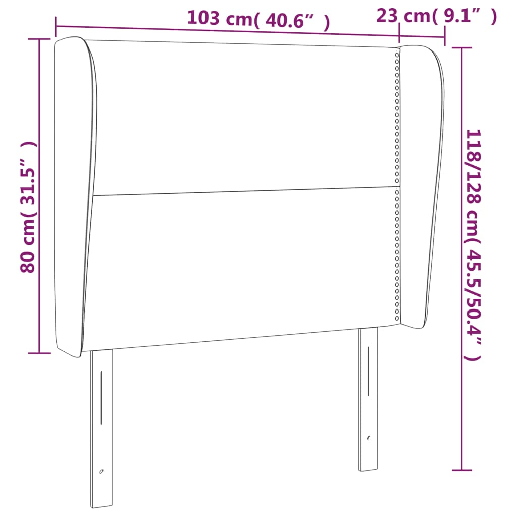 Vzglavje z ušesi kapučino 103x23x118/128 cm umetno usnje