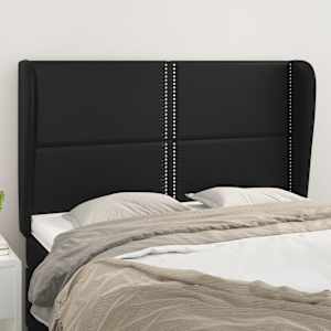 Čelo postele typu ušák černé 147x23x118/128 cm umělá kůže - obrázek 1