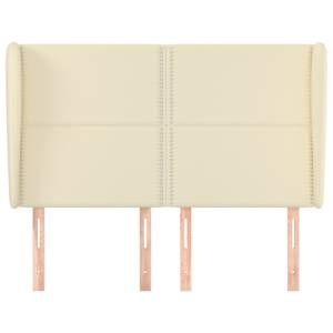 vidaXL Hoofdbord met randen 147x23x118/128 cm kunstleer cr&egrave;mekleurig