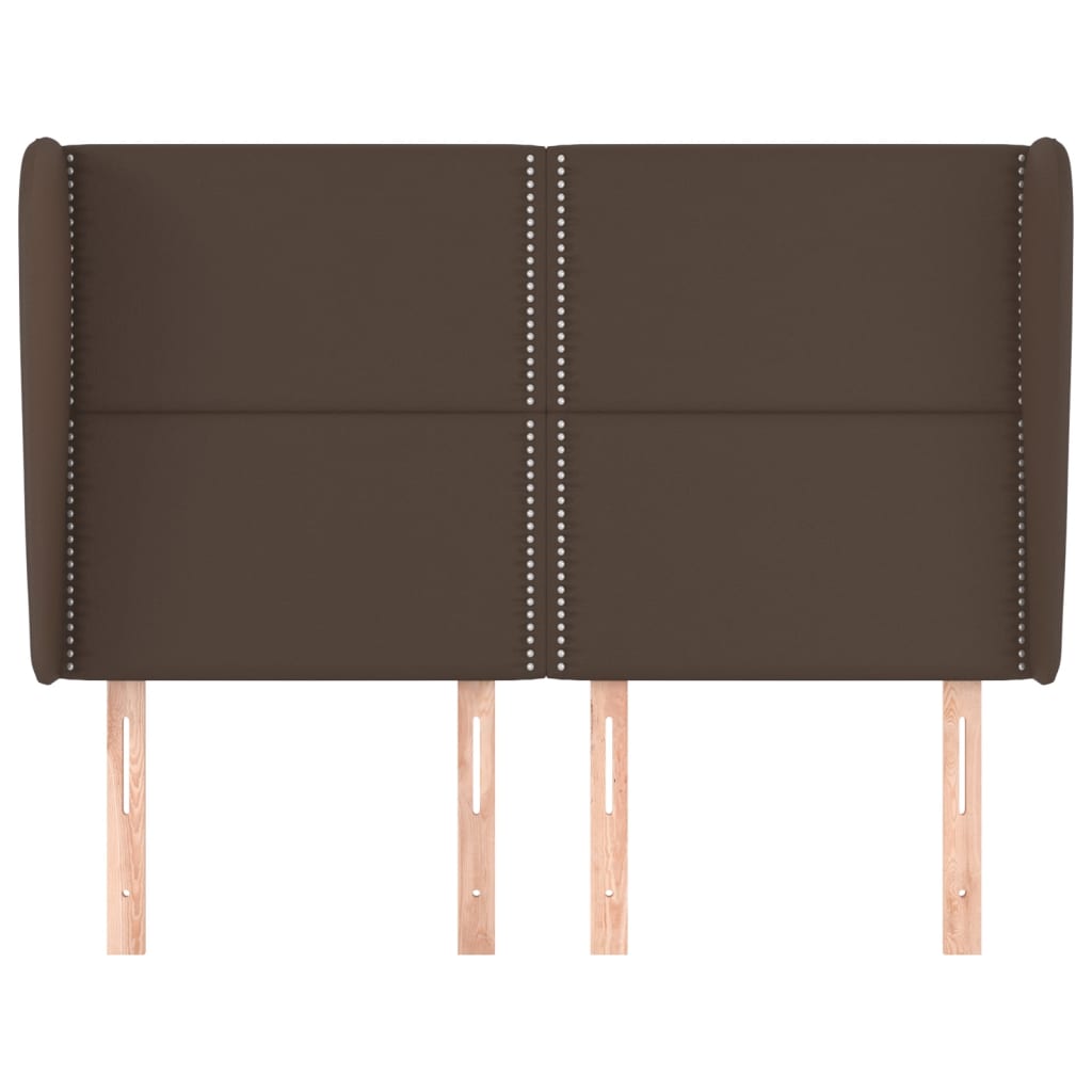 vidaXL Hoofdbord met randen 147x23x118/128 cm kunstleer bruin afbeelding