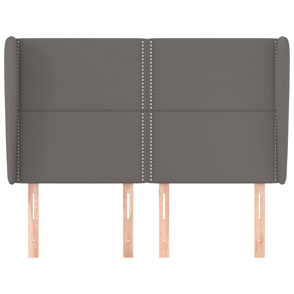 vidaXL Hoofdbord met randen 147x23x118/128 cm kunstleer grijs afbeelding