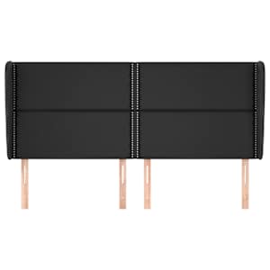 vidaXL Hoofdbord met randen 163x23x118/128 cm kunstleer zwart