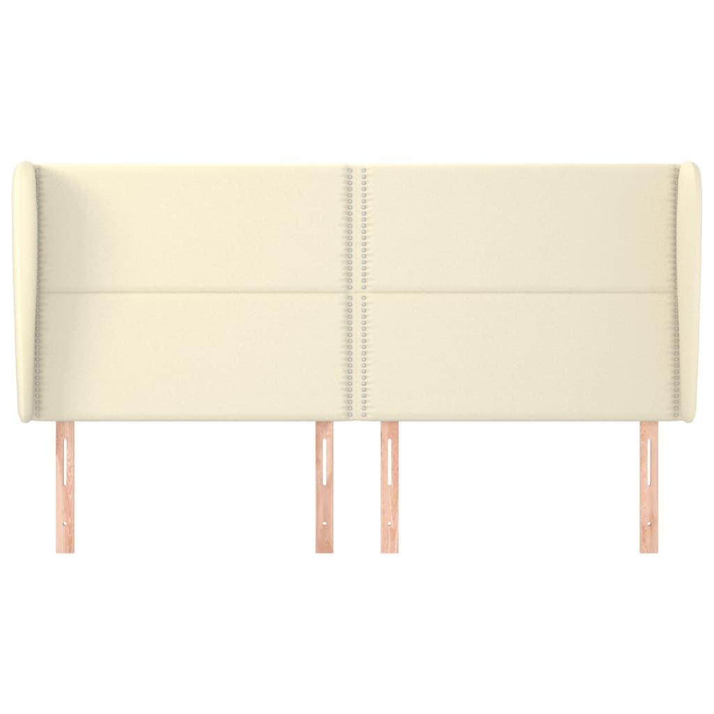 vidaXL Hoofdbord met randen 163x23x118/128 cm kunstleer crèmekleurig afbeelding