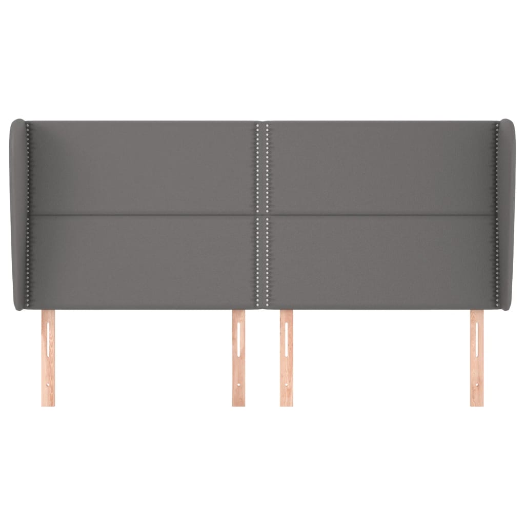 vidaXL Hoofdbord met randen 163x23x118/128 cm kunstleer grijs afbeelding