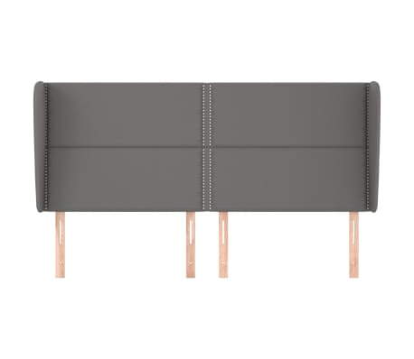 vidaXL voodipeats servadega, hall, 163x23x118/128 cm, kunstnahk