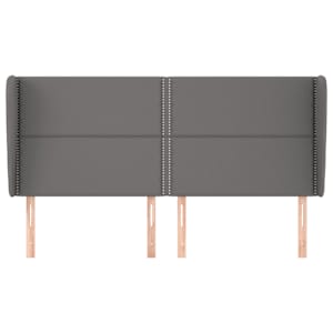 vidaXL voodipeats servadega, hall, 163x23x118/128 cm, kunstnahk