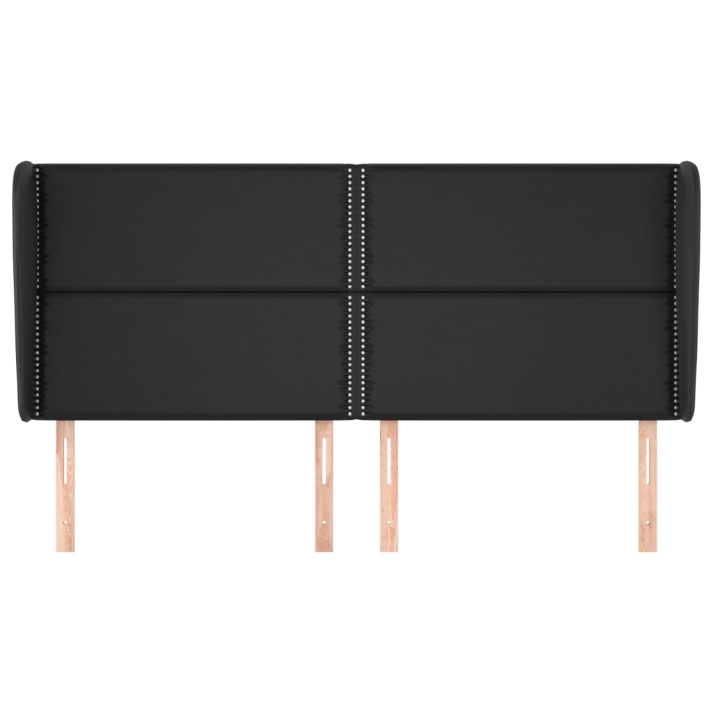 vidaXL Hoofdbord met randen 183x23x118/128 cm kunstleer zwart afbeelding