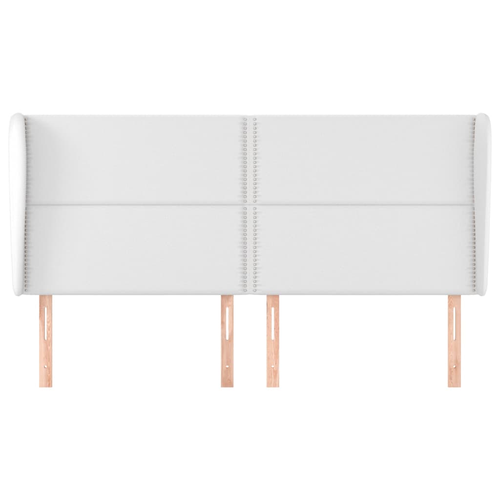 vidaXL Hoofdbord met randen 183x23x118/128 cm kunstleer wit afbeelding