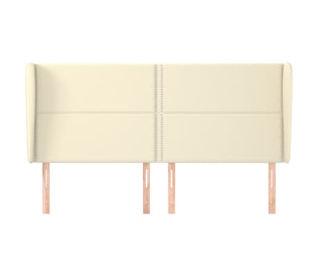 vidaXL Hoofdbord met randen 183x23x118/128 cm kunstleer cr&egrave;mekleurig