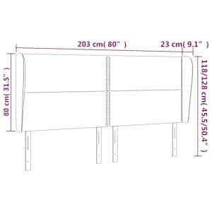 Čelo postele typu ušák černé 203x23x118/128 cm umělá kůže - obrázek 9