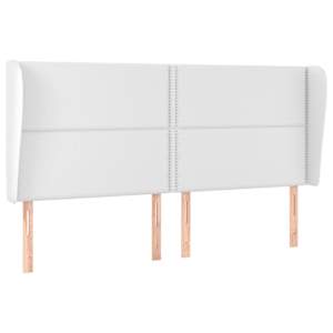 Čelo postele typu ušák bílá 203x23x118/128 cm umělá kůže - obrázek 2