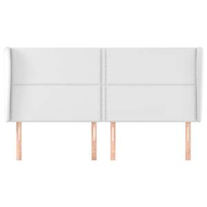 Čelo postele typu ušák bílá 203x23x118/128 cm umělá kůže - obrázek 3