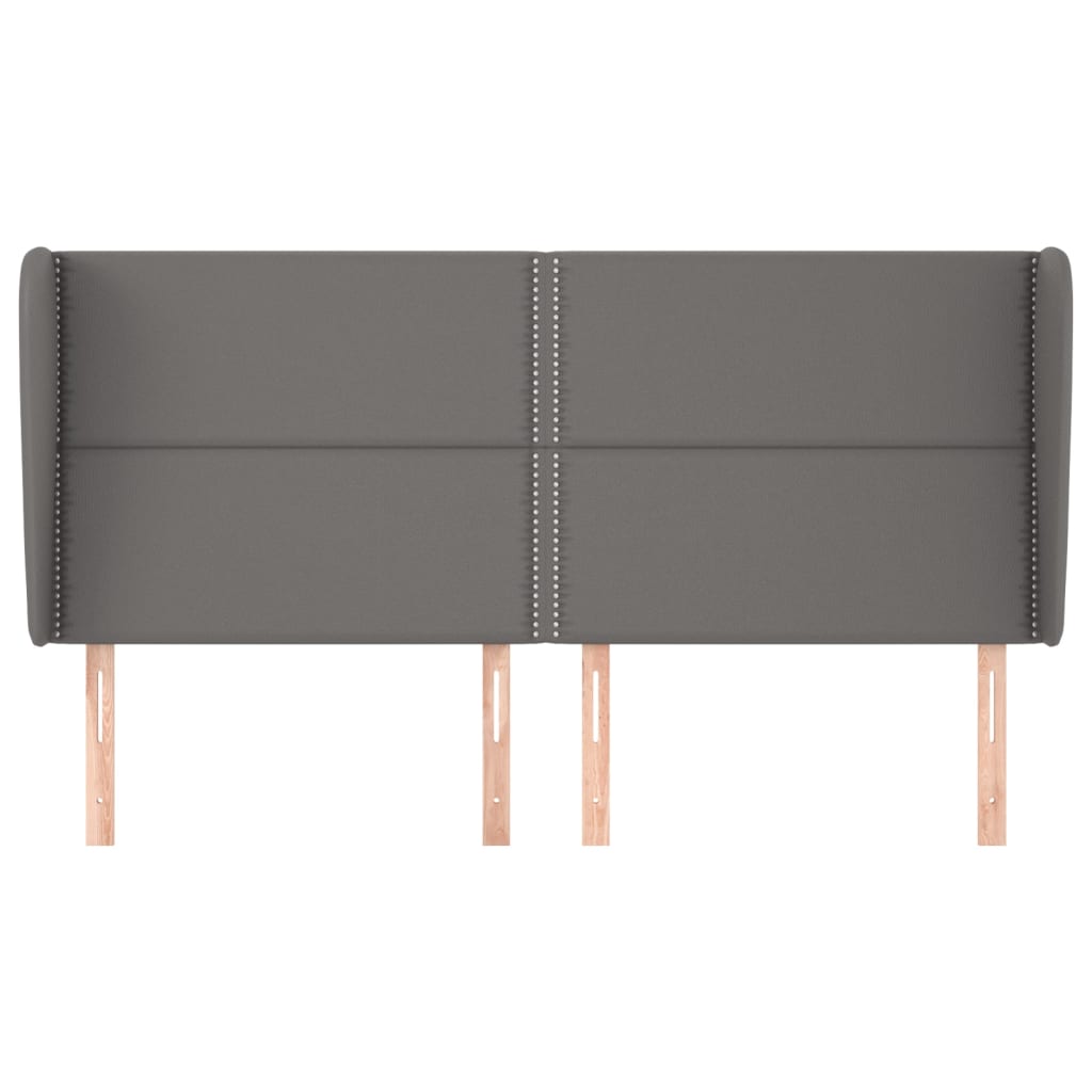 vidaXL Hoofdbord met randen 203x23x118/128 cm kunstleer grijs afbeelding