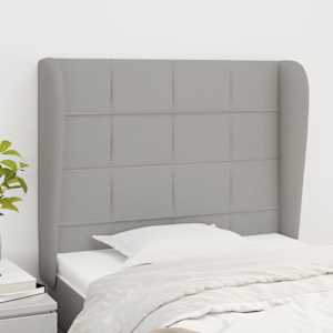 Čelo postele typu ušák světle šedé 83 x 23 x 118/128 cm textil - obrázek 1