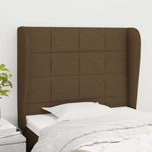 Čelo postele typu ušák tmavě hnědé 83 x 23 x 118/128 cm textil - obrázek 1