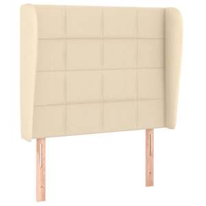Čelo postele typu ušák krémové 83 x 23 x 118/128 cm textil - obrázek 2