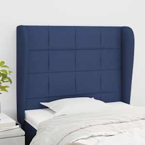 Čelo postele typu ušák modré 83 x 23 x 118/128 cm textil - obrázek 1