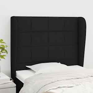 Čelo postele typu ušák černé 93x23x118/128 cm textil - obrázek 1