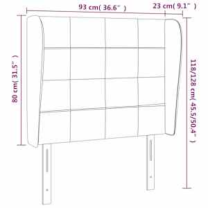 Čelo postele typu ušák tmavě hnědé 93x23x118/128 cm textil - obrázek 9