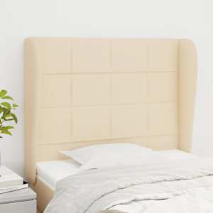 Čelo postele typu ušák krémové 93x23x118/128 cm textil - obrázek 1
