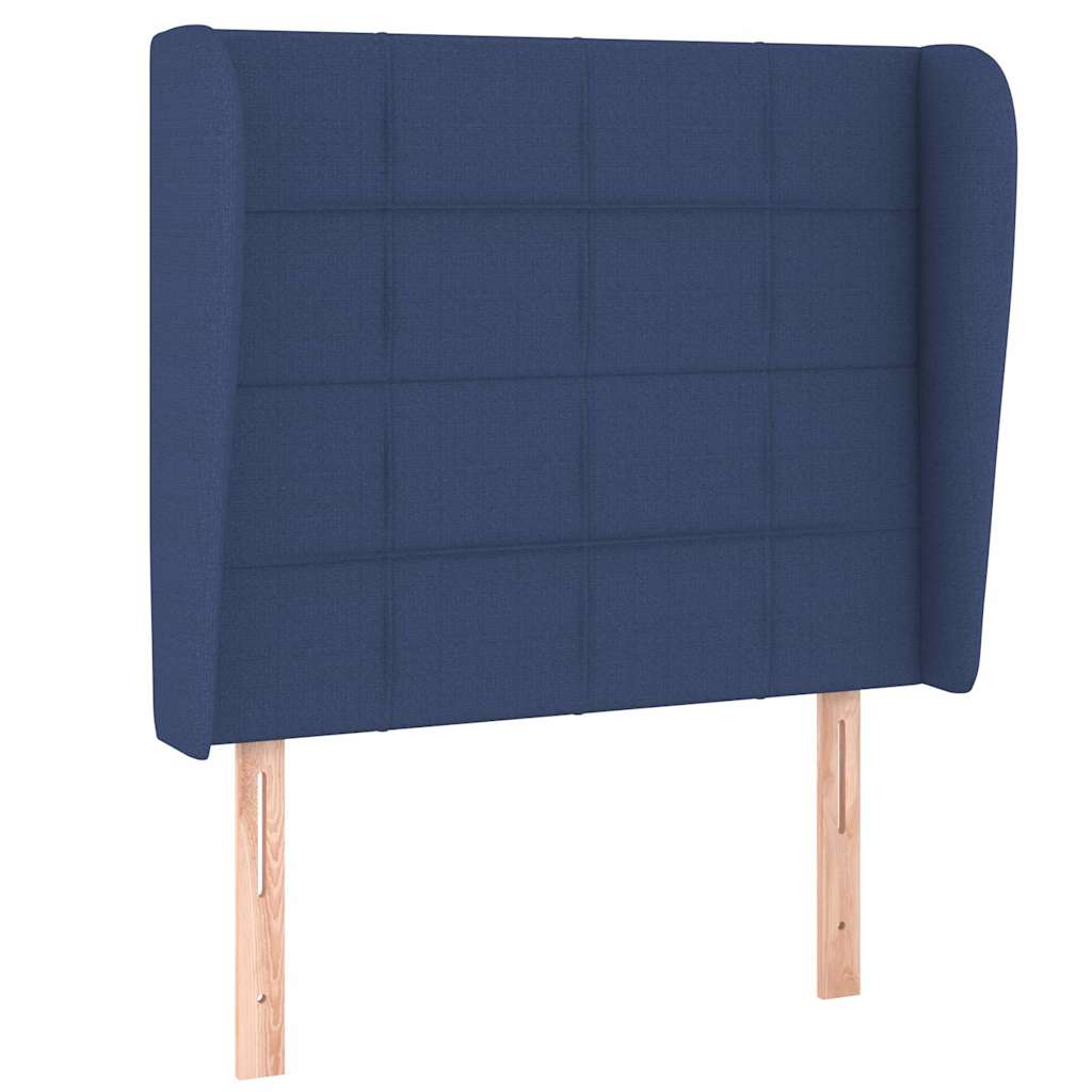 vidaXL Čelo postele typu ušák modré 93x23x118/128 cm textil
