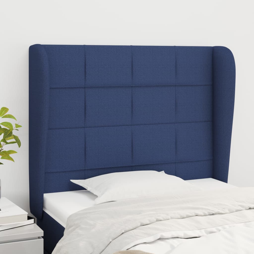 vidaXL Kopfteil mit Ohren Blau 93x23x118/128 cm Stoff