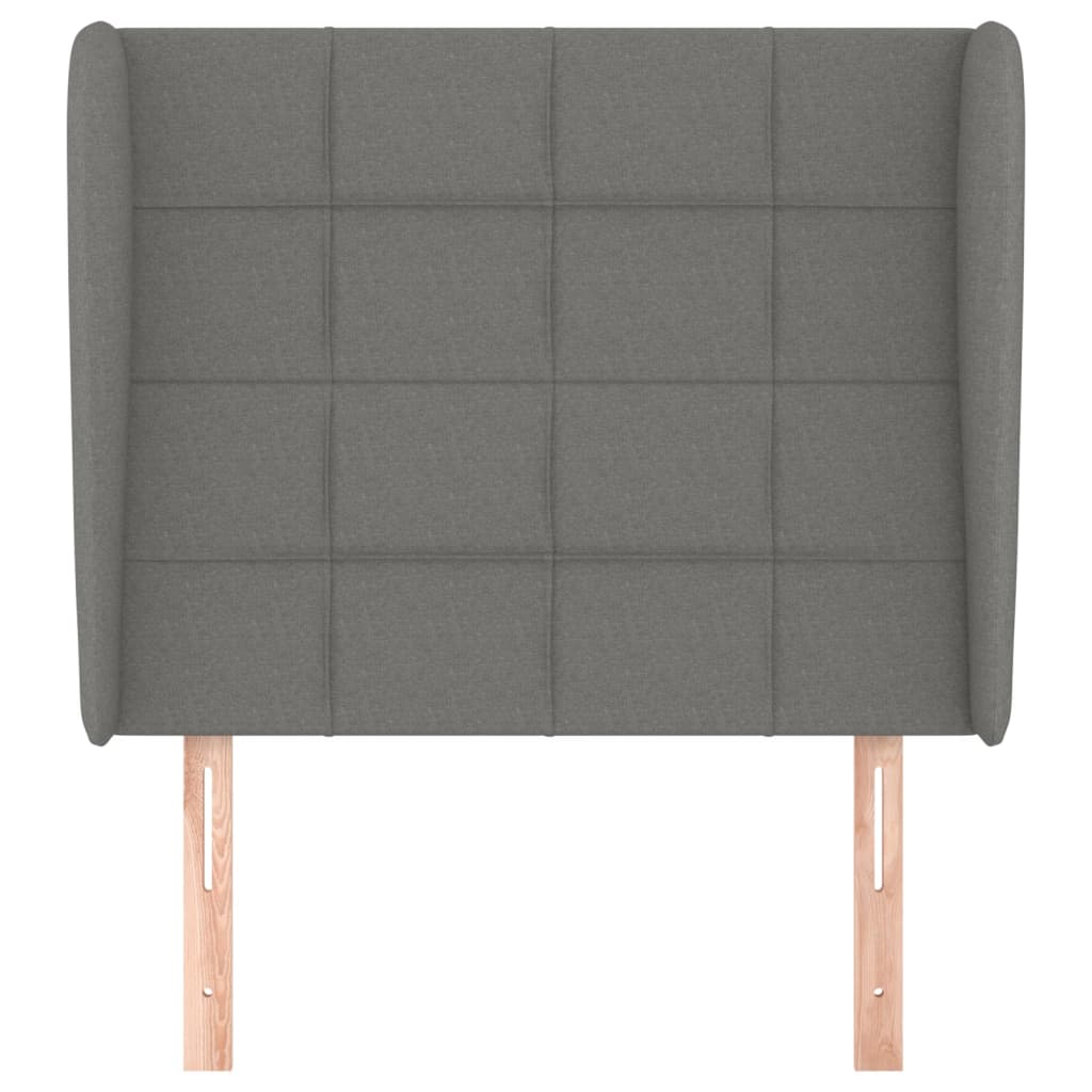 vidaXL Hoofdbord met randen 103x23x118/128 cm stof donkergrijs afbeelding