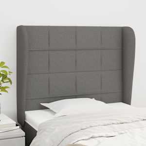 Čelo postele typu ušák tmavě šedé 103x23x118/128 cm textil - obrázek 1