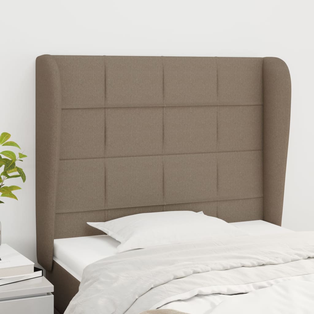 vidaXL Tăblie de pat cu aripioare gri taupe 103x23x118/128 cm textil 