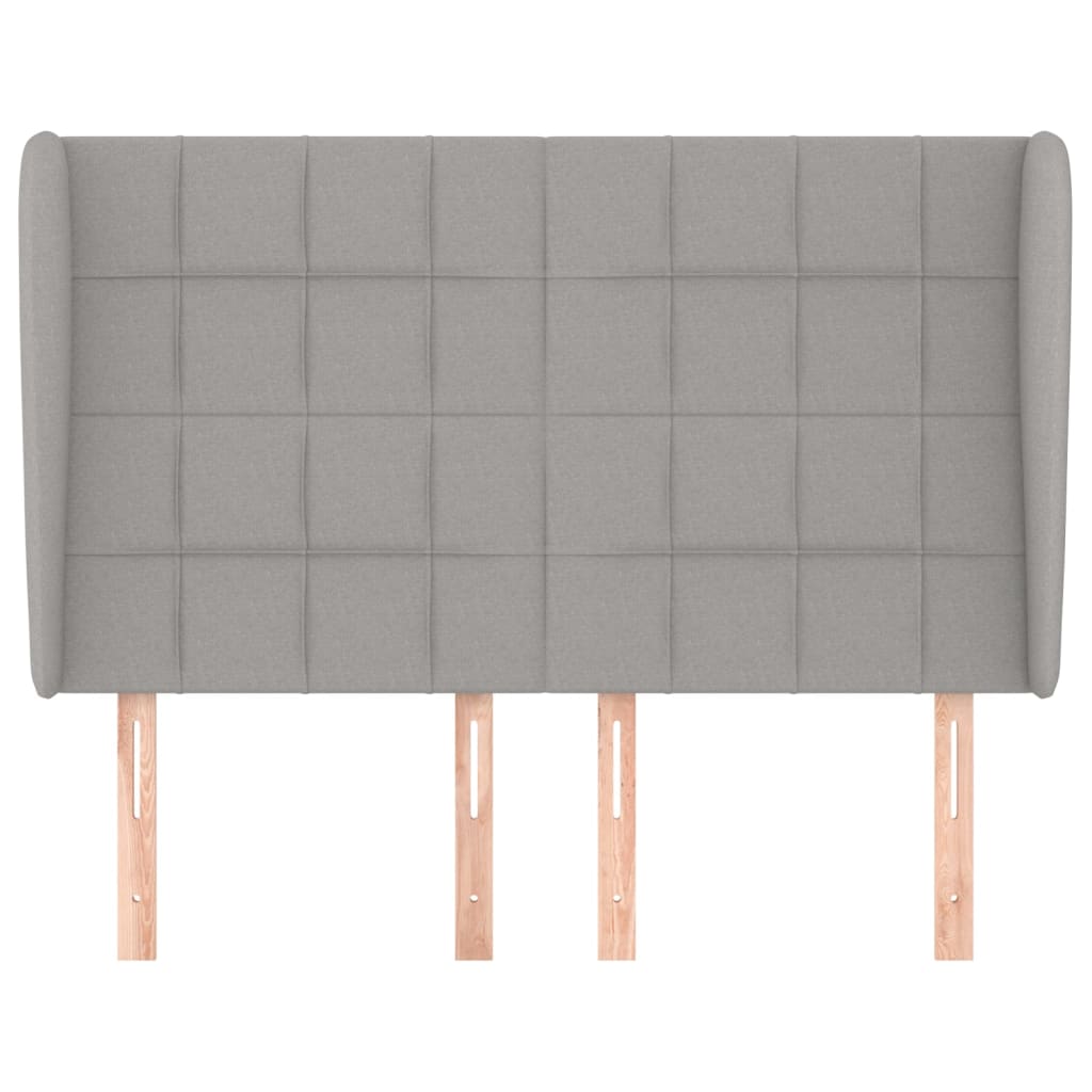 vidaXL Hoofdbord met randen 147x23x118/128 cm stof lichtgrijs afbeelding