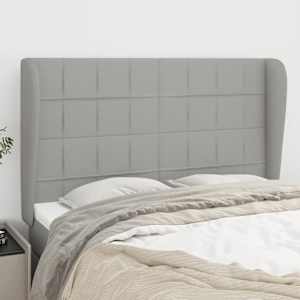 Čelo postele typu ušák světle šedé 147x23x118/128 cm textil - obrázek 1