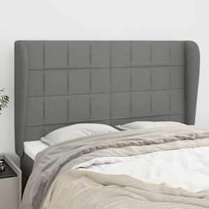 Čelo postele typu ušák tmavě šedé 147x23x118/128 cm textil - obrázek 1