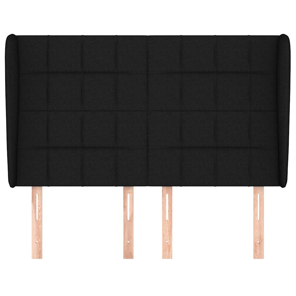 vidaXL Tăblie de pat cu aripioare, negru, 147x23x118/128 cm, textil