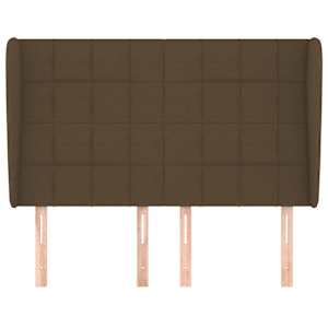 Čelo postele typu ušák tmavě hnědé 147x23x118/128 cm textil - obrázek 3