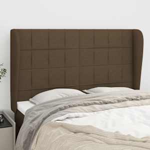 Čelo postele typu ušák tmavě hnědé 147x23x118/128 cm textil - obrázek 1