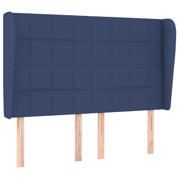 vidaXL voodipeats servadega, sinine, 147x23x118/128 cm, kangas
