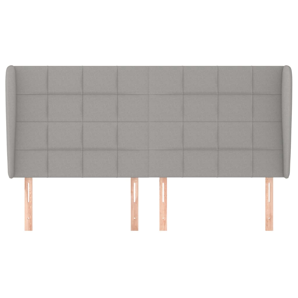 vidaXL Hoofdbord met randen 163x23x118/128 cm stof lichtgrijs afbeelding