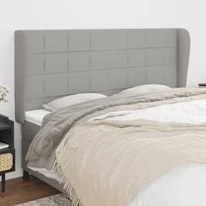 Čelo postele typu ušák světle šedé 163x23x118/128 cm textil - obrázek 1