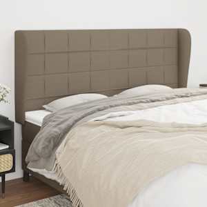Čelo postele typu ušák taupe 163x23x118/128 cm textil - obrázek 1