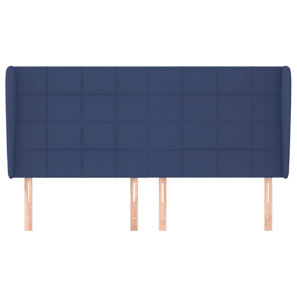 vidaXL Hoofdbord met randen 163x23x118/128 cm stof blauw afbeelding
