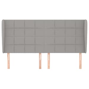 Čelo postele typu ušák světle šedé 183x23x118/128 cm textil - obrázek 3